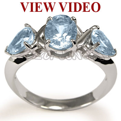 950 Platinum Genuine Aquamarine Ring