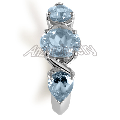 950 Platinum Genuine Aquamarine Ring