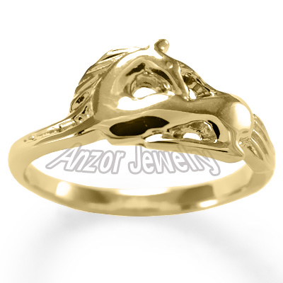 14k Yellow Gold Unicorn Ring