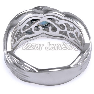 Mens or Womens blue Topaz Diamond Ring 18k