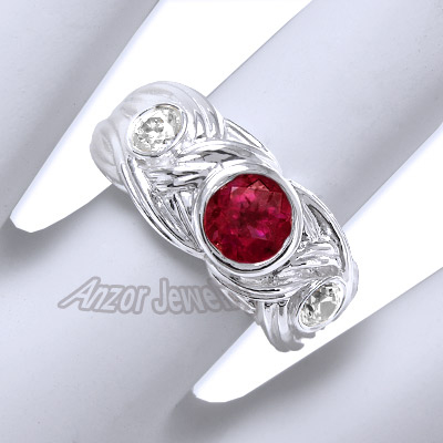 Ruby And Diamond Men's Ring 18k