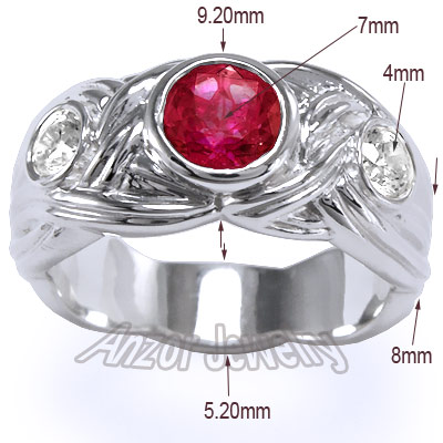 Ruby And Diamond Men's Ring 18k