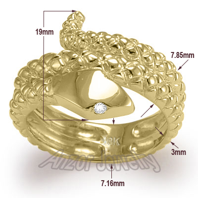Men's Ring 18k Yellow Gold Serpent Snak Ring