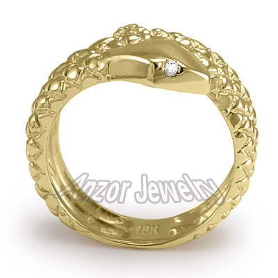 Men's Ring 18k Yellow Gold Serpent Snak Ring