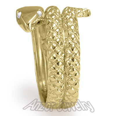 Men's Ring 18k Yellow Gold Serpent Snak Ring