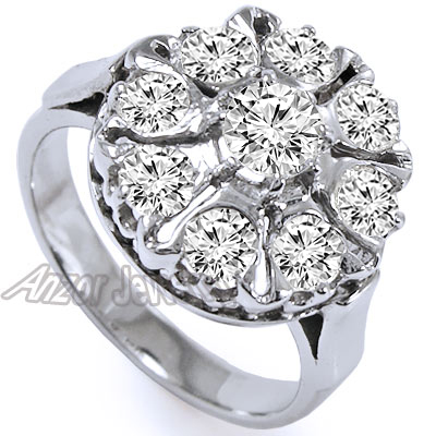 14K White Gold European Style Diamond Ring