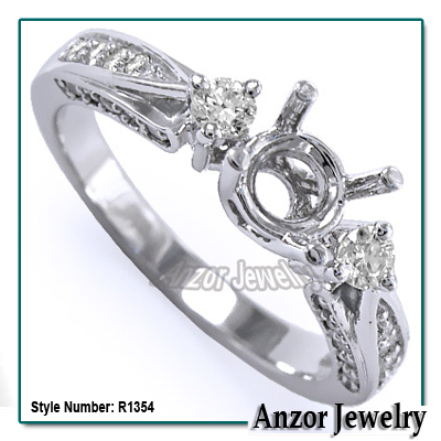 10k White Gold Diamond Engagement Ring Semi-Mount