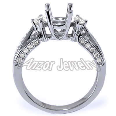 10k White Gold Diamond Engagement Ring Semi-Mount