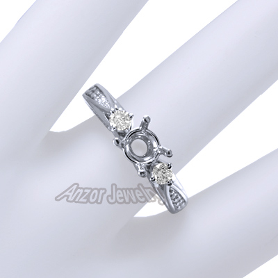 10k White Gold Diamond Engagement Ring Semi-Mount