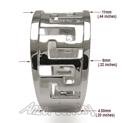 Men's 14k white Gold Band Greek Key Ring