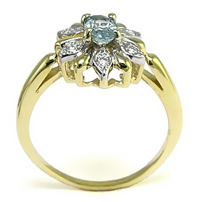 Russian Jewelry Diamond & Aquamarine Ring 18k