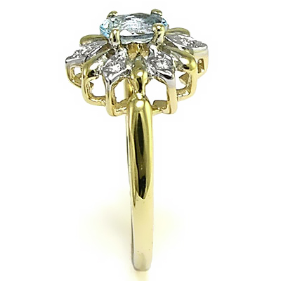 Russian Jewelry Diamond & Aquamarine Ring 18k