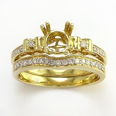 14k Gold Diamond Engagement Ring Set