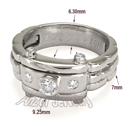 Men's 18k White Gold Burnish Set Diamond Ring