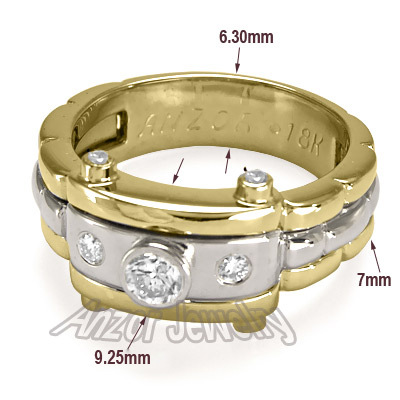 Men's 18k Two-Tone Gold Burnish Set Diamond Ring
