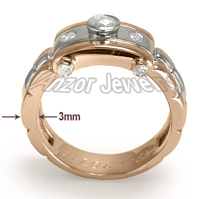 Men's 18k Two-Tone Gold Burnish Set Diamond Ring