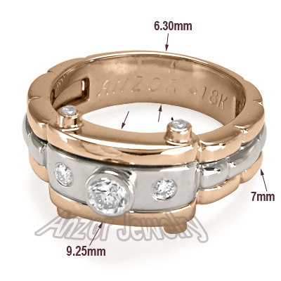 Men's 18k Two-Tone Gold Burnish Set Diamond Ring