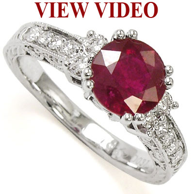 Genuine Ruby and Diamond Ring in platinum 950