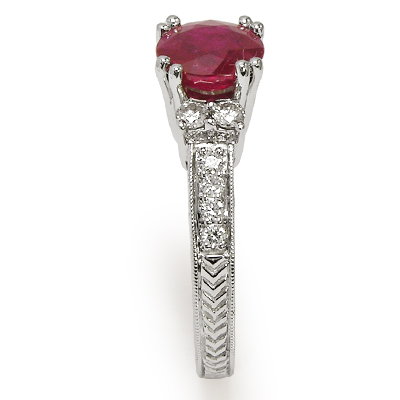 Ruby Diamond Engagement Ring White Gold 10K