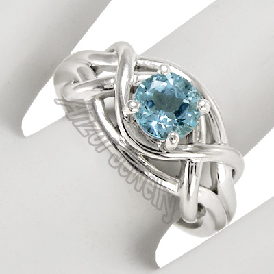10k White Gold Aquamarine Handmade Ring