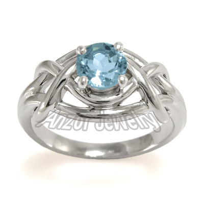 10k White Gold Aquamarine Handmade Ring