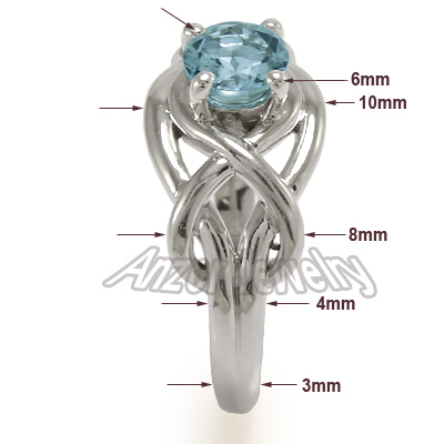 10k White Gold Aquamarine Handmade Ring