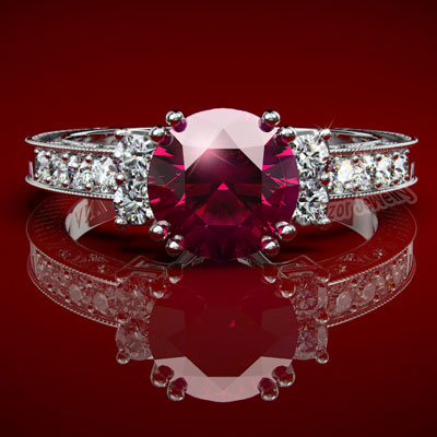 Genuine Ruby and Diamond Ring in platinum 950