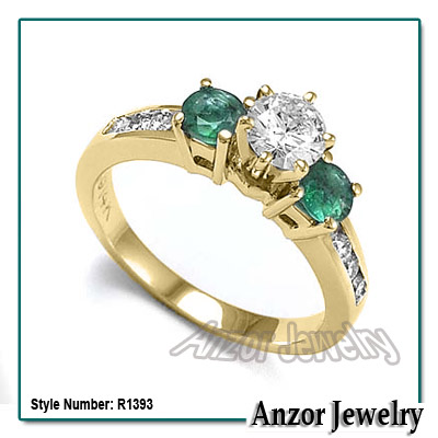 14k Gold Emerald Diamond Ring
