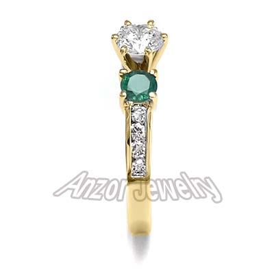 14k Gold Emerald Diamond Ring