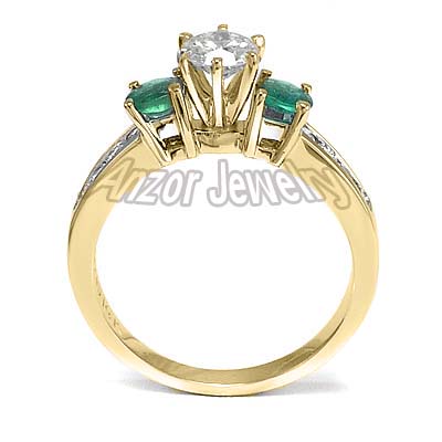 14k Gold Emerald Diamond Ring