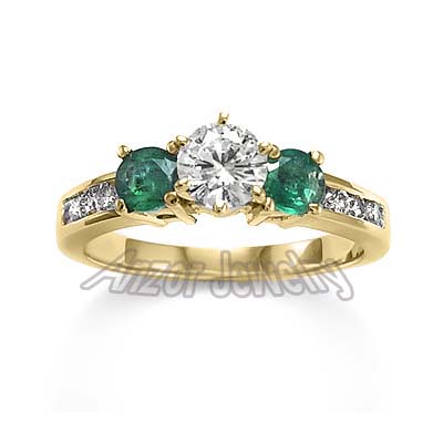 14k Gold Emerald Diamond Ring