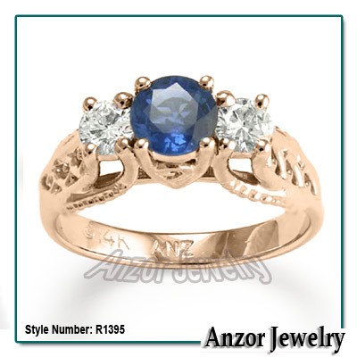 14k Gold Sapphire Diamond Ring