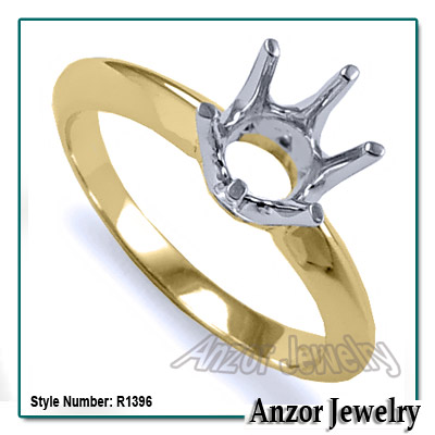 Six-Prong Knife Edge Ring Mounting 14K Gold