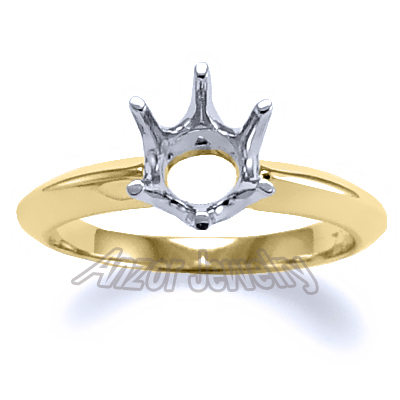 Six-Prong Knife Edge Ring Mounting 14K Gold