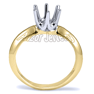 Six-Prong Knife Edge Ring Mounting 14K Gold