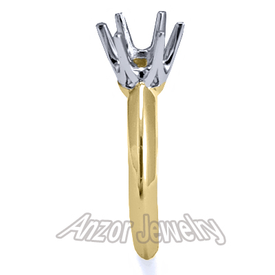 Six-Prong Knife Edge Ring Mounting 14K Gold