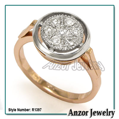 Old Russian design Diamond Engagement Ring 585
