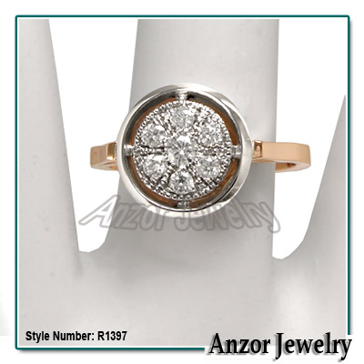 Old Russian design Diamond Engagement Ring 585