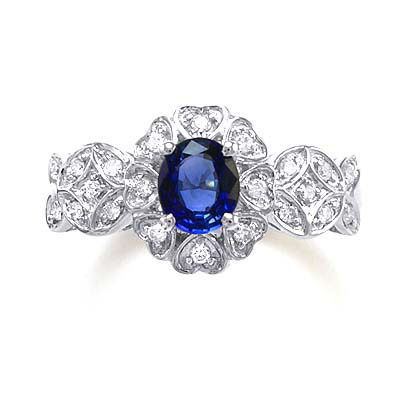 Ceylon Sapphire Diamond Ring in 14k Two-Tone Gold