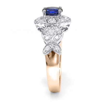 Ceylon Sapphire Diamond Ring in 14k Two-Tone Gold