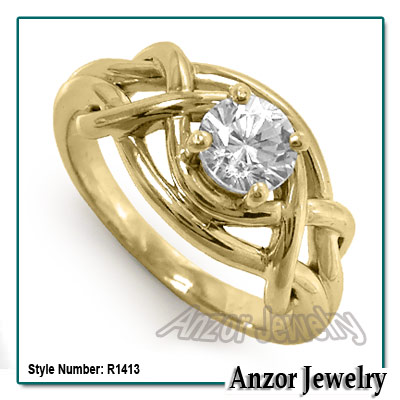 14k Yellow Gold White Sapphire Ring