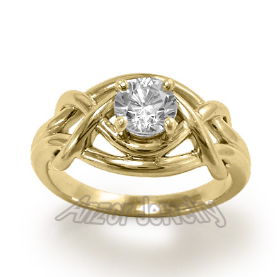 14k Yellow Gold White Sapphire Ring
