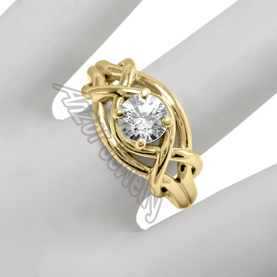 14k Yellow Gold White Sapphire Ring