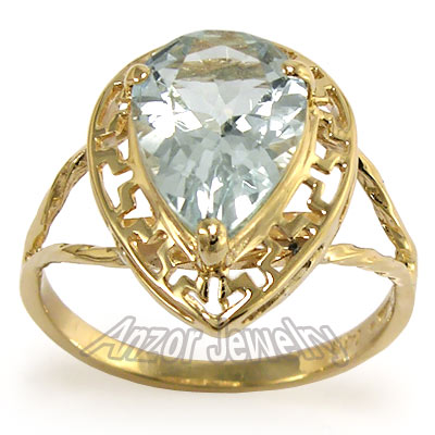 14K Gold Sky Blue Aquamarine Ring
