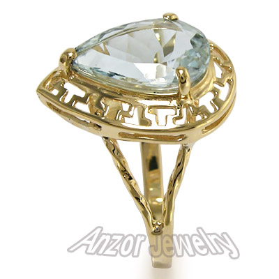 14K Gold Sky Blue Aquamarine Ring