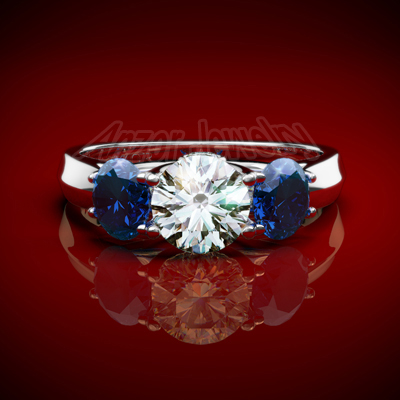 Diamond and Sapphire Ring in 14K Gold