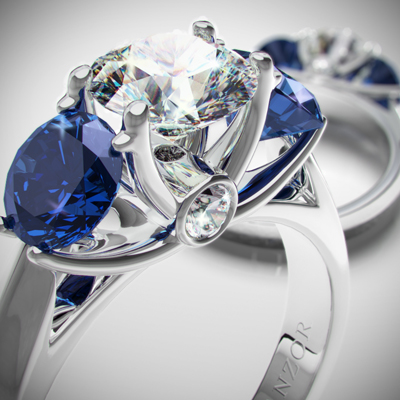 Diamond and Sapphire Ring in 14K Gold