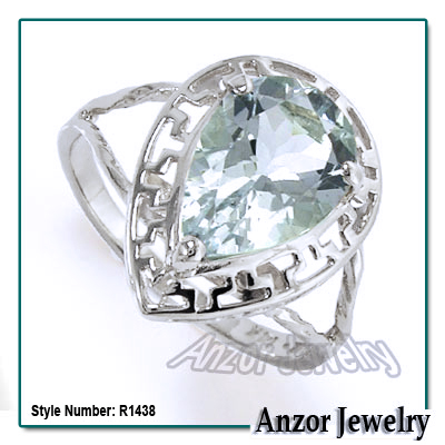 14K Gold Sky Blue Aquamarine Ring