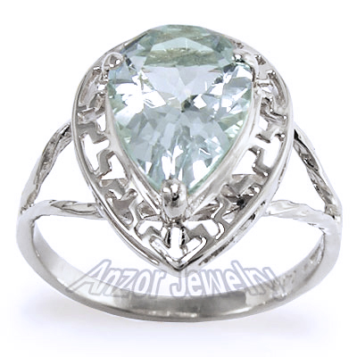 14K Gold Sky Blue Aquamarine Ring