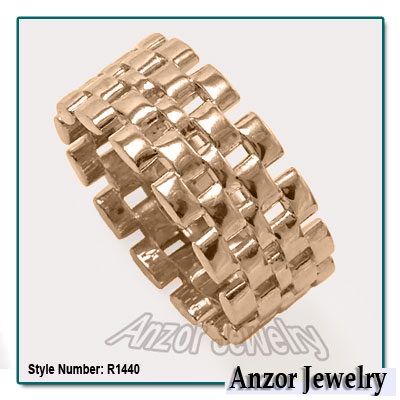 Men's 14k Gold Panther Link Band ring